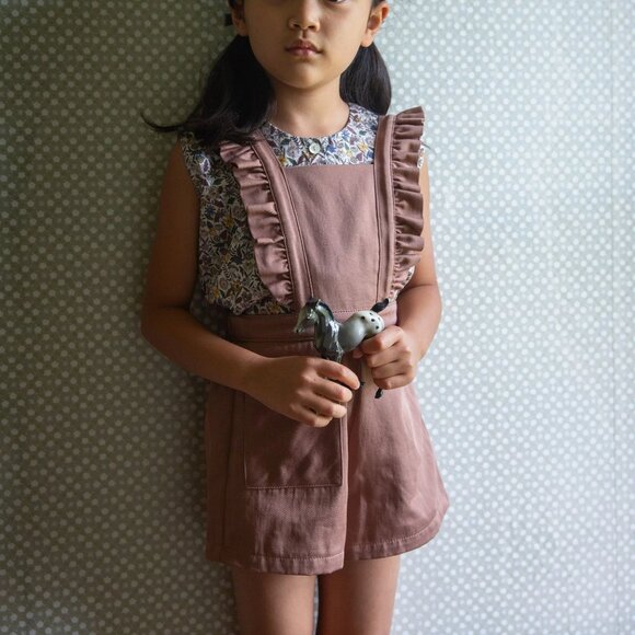 NWT Soor Ploom Jojo Playsuit in Henna 3YR Brown Ruffle Overalls Jumper Romper - Picture 2 of 14